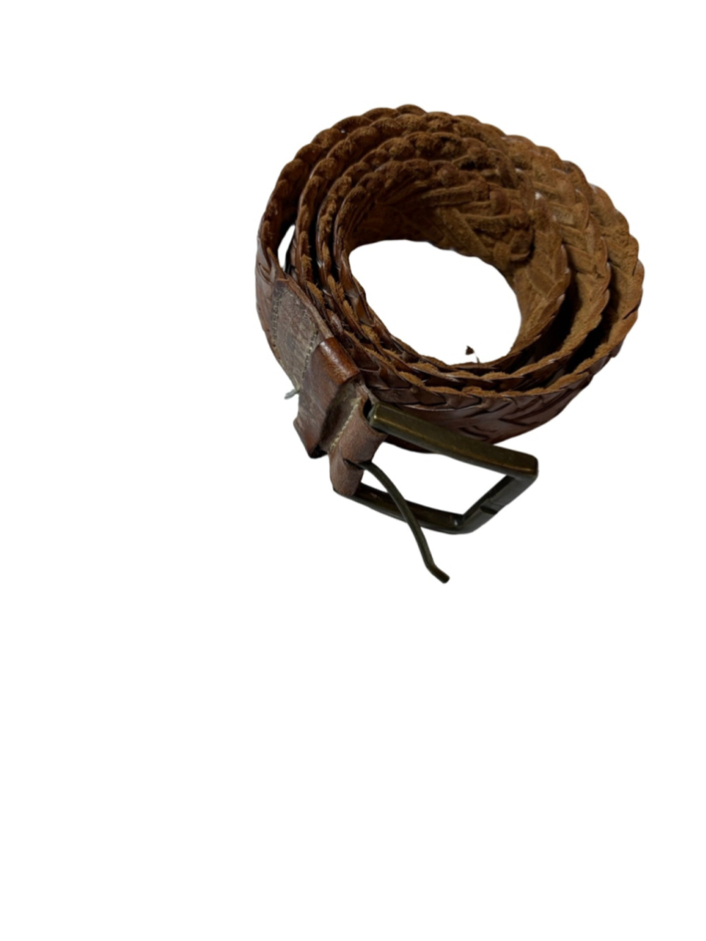 BED STU Brown Braided Leather Belt Small Distressed Boho Western Brass Buckle